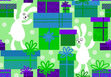 Çizgi filmlerdeki tavşancık desenleri kağıt, kumaş, çarşaf ve çocuk giysisi desenleri. Yüksek kaliteli illüstrasyon