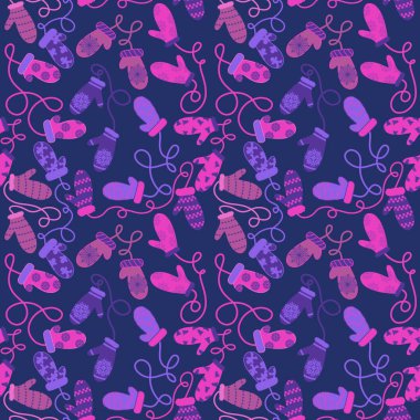 Winter warm kids gloves seamless Christmas weather pattern for wrapping paper and clothes print and accessories and notebooks . High quality illustration