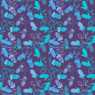 Winter warm kids gloves seamless Christmas weather pattern for wrapping paper and clothes print and accessories and notebooks . High quality illustration