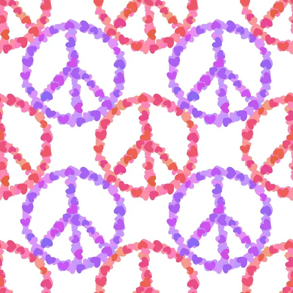 Valentinsherzen Nahtlose Peace Zeichen Muster Für Packpapier Und Stoffe Und — Stockfoto