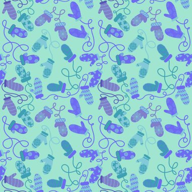 Winter warm kids gloves seamless Christmas weather pattern for wrapping paper and clothes print and accessories and notebooks . High quality illustration
