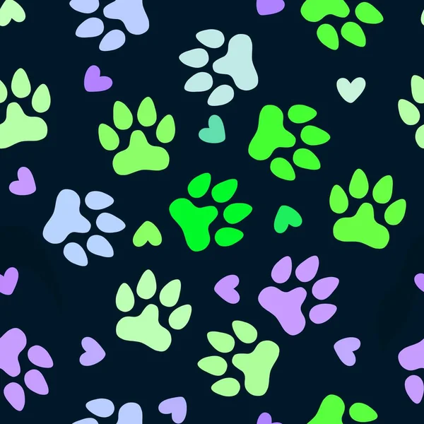 漫画動物のシームレスな足跡紙や布やリネンや子供服の印刷や幼稚園包装を包装するための犬猫のパターンを犬 高品質のイラスト — ストック写真