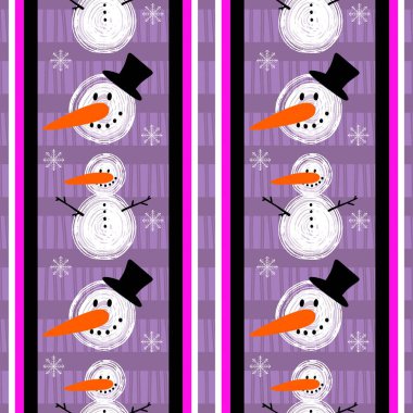 Winter seamless snowman and snowflakes pattern for Christmas wrapping paper and kids notebooks and accessories and fabrics. High quality illustration