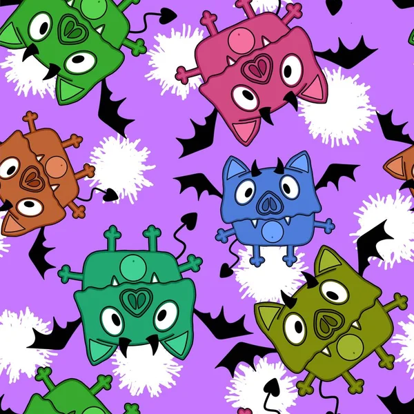Halloween Tiere Nahtlose Fledermäuse Muster Zum Einwickeln Von Papier Und — Stockfoto