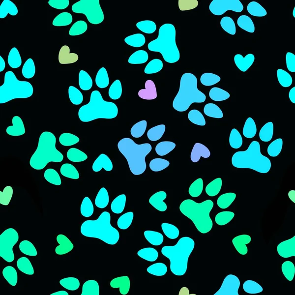 Мультфильм Животных Бесшовные Следы Собаки Кошки Узор Упаковки Бумаги Тканей — стоковое фото