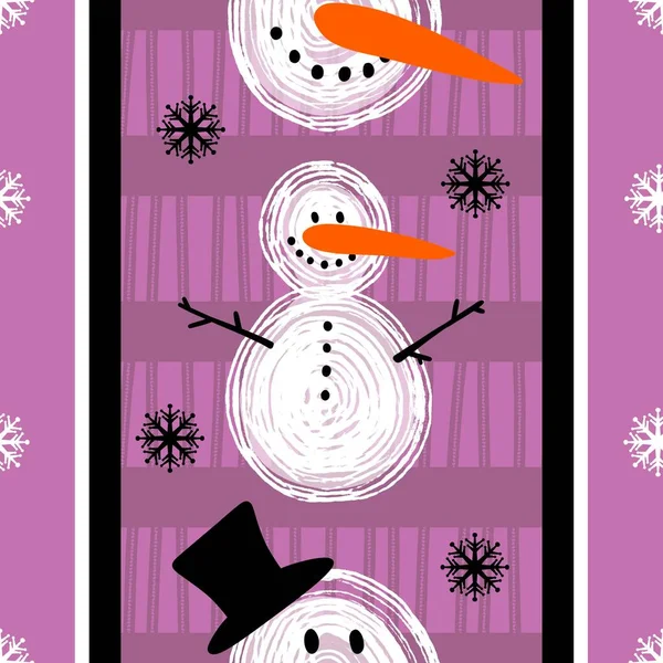 Winter Seamless Snowman Snowflakes Pattern Christmas Wrapping Paper Kids Notebooks — Zdjęcie stockowe
