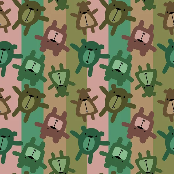Cartoon Toys Animals Seamless Fluffy Bears Pattern Wrapping Paper Fabrics — Stock Photo, Image