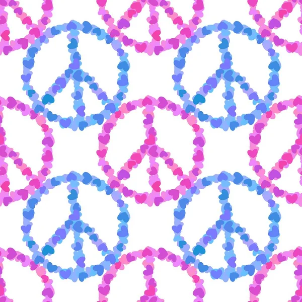 Valentinsherzen Nahtlose Peace Zeichen Muster Für Packpapier Und Stoffe Und — Stockfoto