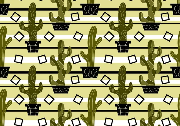 Modèle Cactus Bande Dessinée Sans Couture Floral Été Pour Papier — Photo