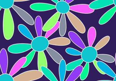 Kağıt, çarşaf, kumaş, giysi baskısı, çocuk defterleri, ambalaj ve mutfak tekstili için soyut, dikişsiz çiçek deseni. Yüksek kaliteli illüstrasyon