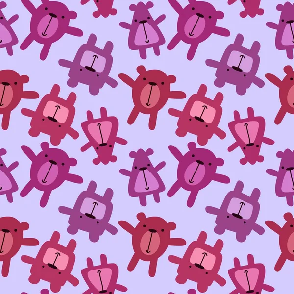 Cartoon Toys Animals Seamless Fluffy Bears Pattern Wrapping Paper Fabrics — Stock Photo, Image