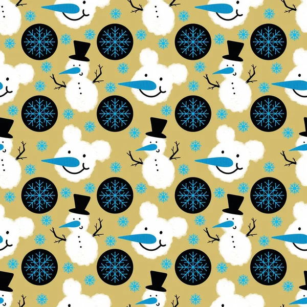 Winter Seamless Snowman Snowflakes Pattern Christmas Wrapping Paper Kids Notebooks — 스톡 사진