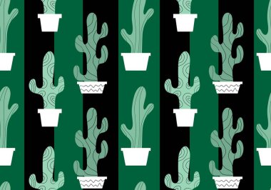 Kağıt, kumaş, çarşaf, tatil aksesuarları ve çocuk giysileri baskısı ve mayo tekstili için yaz çiçeksiz kaktüs deseni. Yüksek kaliteli illüstrasyon