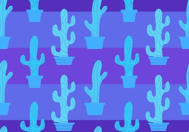 Kağıt, kumaş, çarşaf, tatil aksesuarları ve çocuk giysileri baskısı ve mayo tekstili için yaz çiçeksiz kaktüs deseni. Yüksek kaliteli illüstrasyon