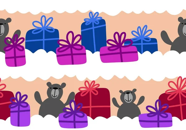 Cartoon bears seamless festive pattern for wrapping paper and fabrics and linens and kids clothes print and birthday. High quality illustration