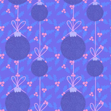 Noel ağacı topları, dikişsiz camlar, kumaşlar, çarşaflar, çocuk giysileri baskıları, Noel ambalajları ve yeni yıl tekstil ürünleri için parıltılı oyuncaklar. Yüksek kaliteli illüstrasyon