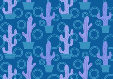 Kağıt, kumaş, çarşaf, tatil aksesuarları ve çocuk giysileri baskısı ve mayo tekstili için yaz çiçeksiz kaktüs deseni. Yüksek kaliteli illüstrasyon