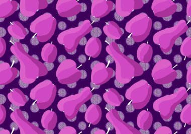 Çizgi film hasadı elmalar, armutlar ve erik desenleri kağıt, kumaş, çarşaf, ambalaj ve çocuk giysileri baskısı ve mutfak tekstili için. Yüksek kaliteli illüstrasyon