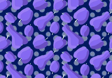 Çizgi film hasadı elmalar, armutlar ve erik desenleri kağıt, kumaş, çarşaf, ambalaj ve çocuk giysileri baskısı ve mutfak tekstili için. Yüksek kaliteli illüstrasyon