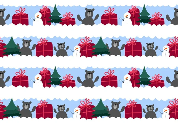 Cartoon bears seamless festive pattern for wrapping paper and fabrics and linens and kids clothes print and birthday. High quality illustration