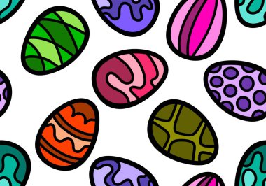Easter eggs seamless spring pattern for kids clothes print and accessories and notebooks and wrapping paper and fabrics and kitchen. High quality illustration