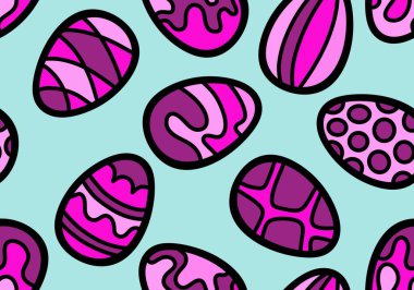 Easter eggs seamless spring pattern for kids clothes print and accessories and notebooks and wrapping paper and fabrics and kitchen. High quality illustration
