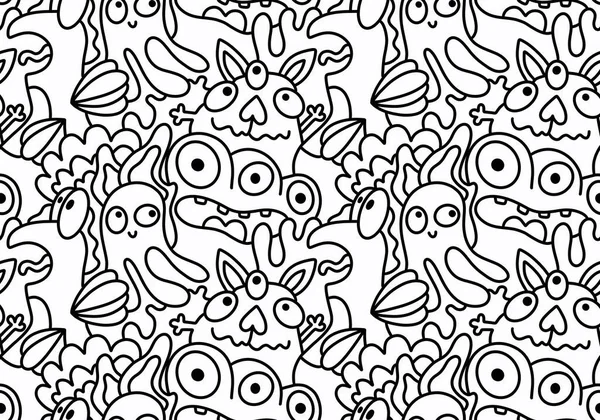 Cartoon doodle monsters seamless aliens and animals pattern for wrapping paper and fabrics and kids clothes print and linens and packaging. High quality illustration