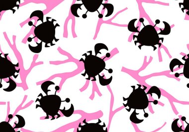 Çizgi filmlerdeki siluet hayvanlar kağıt paketlemek için kusursuz yengeç desenleri ve çocuk giysileri baskılar, kumaşlar ve çarşaflar ve şenlikli ambalajlar ve mayo tekstili. Yüksek kaliteli illüstrasyon