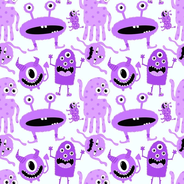 Cartoon doodle monsters seamless aliens and animals pattern for wrapping paper and fabrics and kids clothes print and linens and packaging. High quality illustration