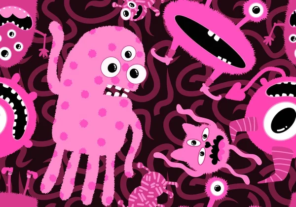 Cartoon doodle monsters seamless aliens and animals pattern for wrapping paper and fabrics and kids clothes print and linens and packaging. High quality illustration