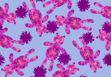 Çizgi filmlerdeki oyuncaklar kusursuz pofuduk ayı desenleri kağıt, kumaş, çocuk giysisi baskıları, aksesuarlar, anaokulu ve çarşaflar için. Yüksek kaliteli illüstrasyon