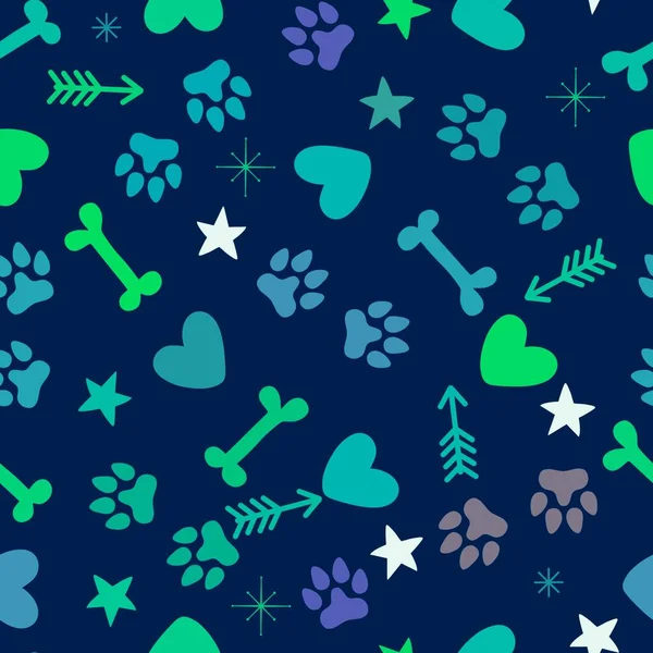 Cute Girlish Paw Prints On Seamless Pattern. Good For Textile