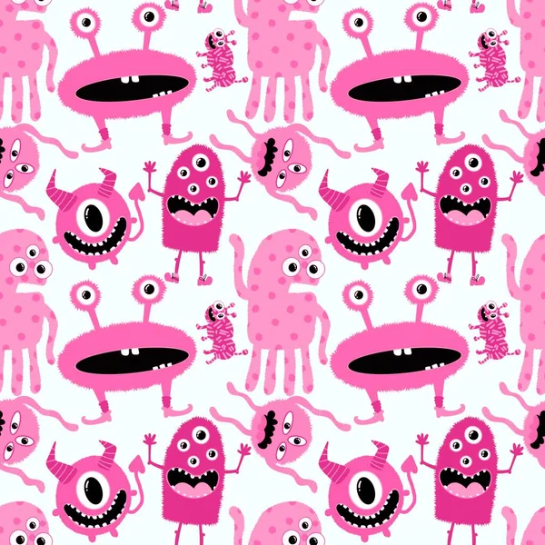 Cartoon doodle monsters seamless aliens and animals pattern for wrapping paper and fabrics and kids clothes print and linens and packaging. High quality illustration