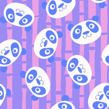 Hayvanlar çizgi filmdeki kusursuz panda desenli ambalajlar ve çocuk giysileri baskılar, çarşaflar, kumaşlar ve şenlikli ambalajlar. Yüksek kaliteli illüstrasyon