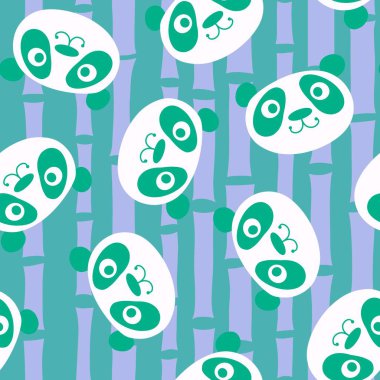 Hayvanlar çizgi filmdeki kusursuz panda desenli ambalajlar ve çocuk giysileri baskılar, çarşaflar, kumaşlar ve şenlikli ambalajlar. Yüksek kaliteli illüstrasyon