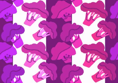 Yaz karikatürü sebzesiz brokoli desenli ambalaj kağıdı ve çocuk giysileri baskısı, kumaşlar, çarşaflar ve mutfak tekstili. Yüksek kaliteli illüstrasyon