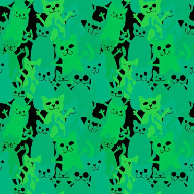 Cadılar bayramı hayvanları, paketsiz oyuncak kedi desenleri, çocuk giysileri, kumaşlar, çarşaflar, şenlikli ambalajlar ve anaokulu tekstil ürünleri. Yüksek kaliteli illüstrasyon