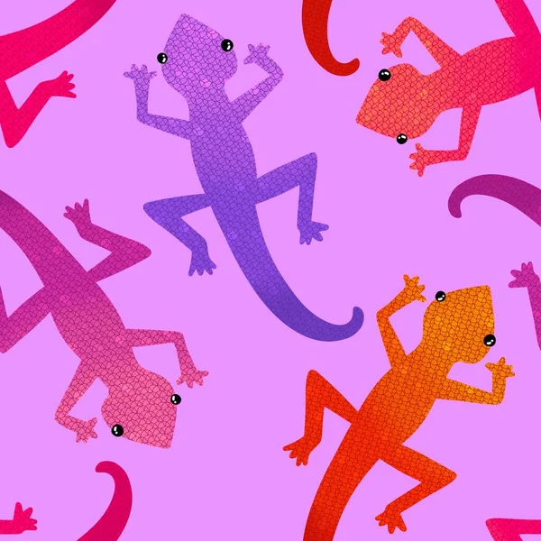 Cartoon animals seamless lizard pattern for wrapping paper and kids clothes print and fabrics and linens and festive packaging and summer textiles. High quality illustration