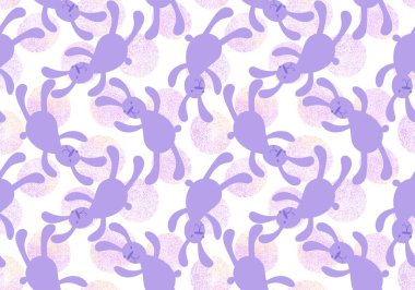 Çizgi filmlerdeki hayvanlar paskalya yumurtası ve tavşan desenli ambalaj kağıtları ve çocuk giysileri, kumaşlar, çarşaflar ve şenlikli ambalajlar. Yüksek kaliteli illüstrasyon