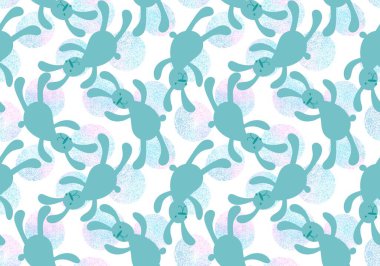 Çizgi filmlerdeki hayvanlar paskalya yumurtası ve tavşan desenli ambalaj kağıtları ve çocuk giysileri, kumaşlar, çarşaflar ve şenlikli ambalajlar. Yüksek kaliteli illüstrasyon