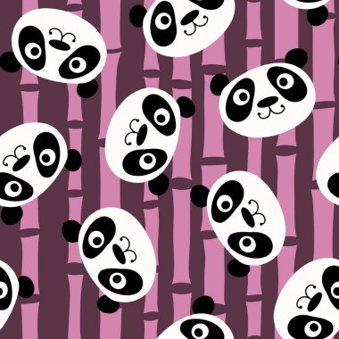 Hayvanlar çizgi filmdeki kusursuz panda desenli ambalajlar ve çocuk giysileri baskılar, çarşaflar, kumaşlar ve şenlikli ambalajlar. Yüksek kaliteli illüstrasyon