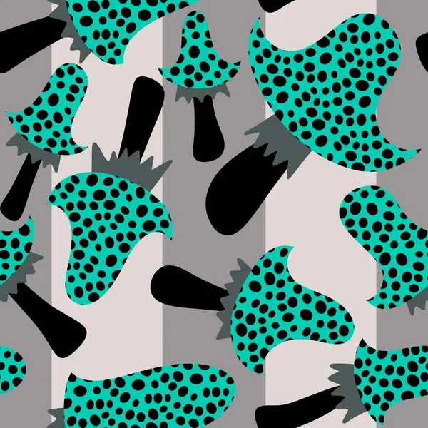 Cartoon autumn amanita seamless mushrooms pattern for Halloween wrapping paper and kids accessories and clothes print and study notebooks and fabrics. High quality illustration