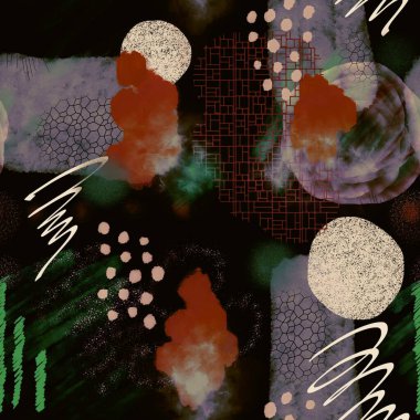 Soyut suluboya desenli ambalaj kağıdı ve çocuk giysileri baskısı, kumaşlar ve çarşaflar. Yüksek kaliteli illüstrasyon