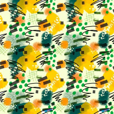 Soyut suluboya desenli ambalaj kağıdı ve çocuk giysileri baskısı, kumaşlar ve çarşaflar. Yüksek kaliteli illüstrasyon