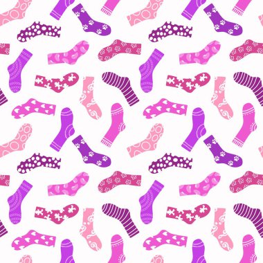 Kalın giysiler çorap desenli ambalaj kağıtları ve çocuk giysileri desenli kumaşlar, kumaşlar, çarşaflar, şenlikli ambalajlar ve moda tekstil ürünleri. Yüksek kaliteli illüstrasyon