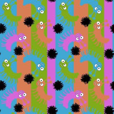 Cartoon bugs seamless caterpillars pattern for wrapping paper and kids clothes print and fabrics and accessories and linens and festive packaging. High quality illustration