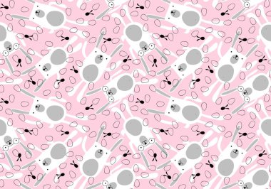 Cartoon animals seamless rabbit bunnies pattern for wrapping paper and fabrics and linens and kids clothes print and festive packaging. High quality illustration