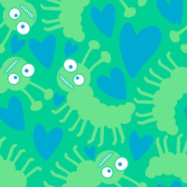 Cartoon bugs seamless caterpillars pattern for wrapping paper and kids clothes print and fabrics and accessories and linens and festive packaging. High quality illustration