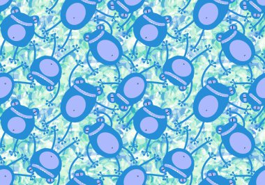 Cartoon animals seamless funny frogs pattern for wrapping paper and kids clothes print and fabrics and linens and festive packaging. High quality illustration