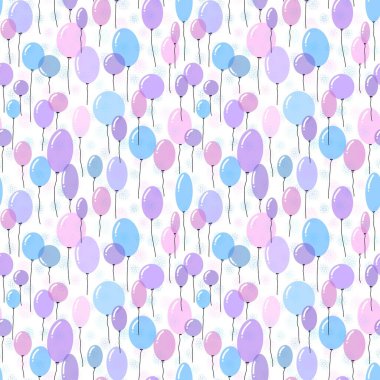 Cartoon festive balloons seamless birthday pattern for wrapping paper and kids clothes print and fabrics and linens and party packaging. High quality illustration